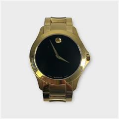 Movado Masino Black Dial Quartz 40mm Gold-Tone Men's Wristwatch